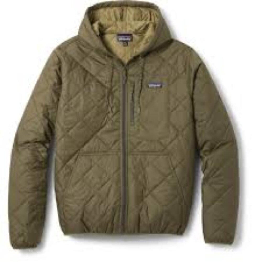 Patagonia Mens Diamond Quilted Bomber Jacket Large EXCELLENT Condition! Army Grn